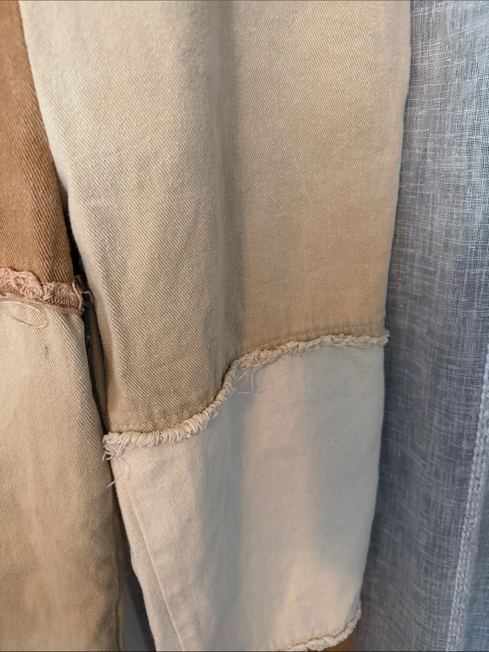 Blue Blush Patchwork Cotton Denim Patchwork Boho Large Overalls - Neutral Multi - Picture 8 of 12